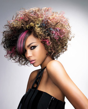 female model with stylish coloured hair