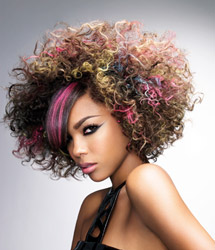 model with coloured hair